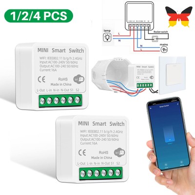 Mini WiFi+Bluetooth Smart Lichtschalter Unterputz Relais Modul Alexa Google App