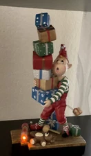 VtgChristmas Elf holding gifts Illuminated  Tunes Santa Claus Is Coming To Town