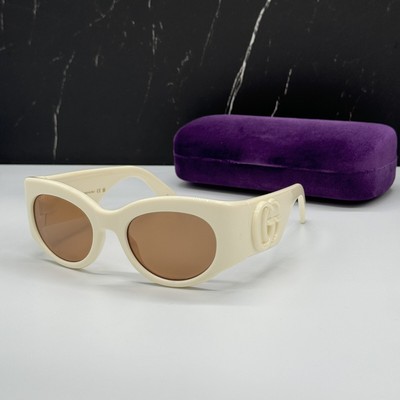 Gucci White Brown Women\'s GG Sunglasses Gucci GG Generation Light 54MM Rectangular Sunglasses | Saks  main image 3