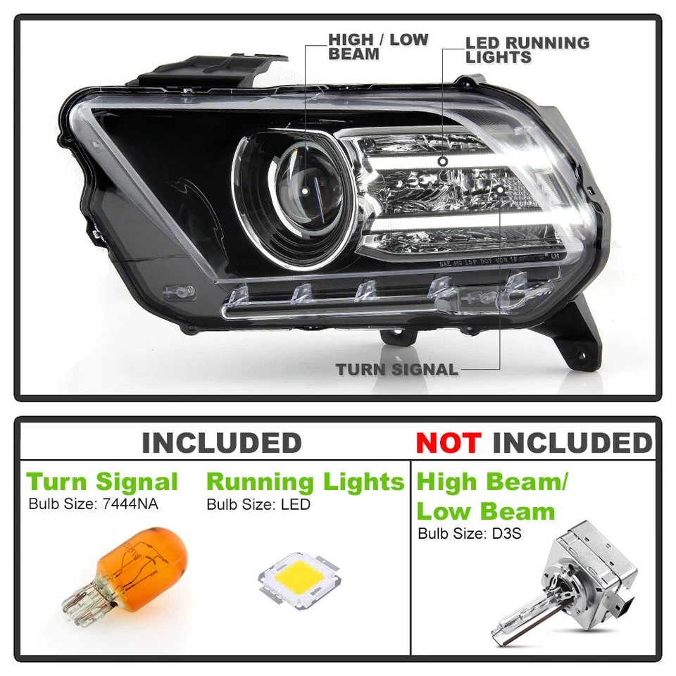 Ford Mustang 2013-2014 HID/Xenón con Proyector LED Faro Faro Lado del Conductor Foto 3 de 4