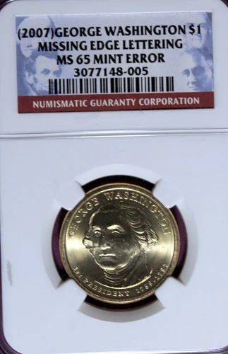 (2007) - NGC MS65 MINT ERROR MISSING George Washington Dollar!!  #B47725