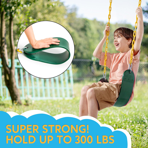 Heavy Duty Swing Seat Green Color with 66” Chain, Swing Set Accessories Replacem - Picture 2 of 12