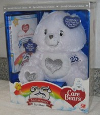 Care Bears TenderHeart White Silver 25th Anniversary Plush Toy DVD Swarovski
