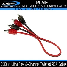 DS18 1 ft 2-Channel RCA Cable Shielded Twisted Audio Amp Signal Interconnecter