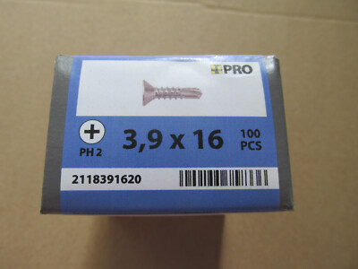 Blechschrauben 3,9x16mm DIN7504-P  verzinkt 100Stück bohrspitze Seko  -  H2A6K4.