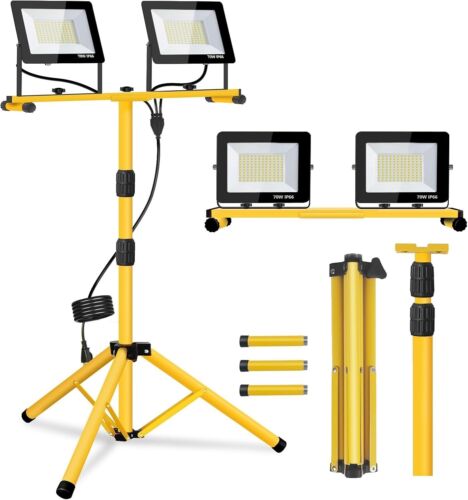 HBN 18000 Lumen LED Work Lights W/ Stand,2 Adjustable Head Waterproof Lamp 6500K - Picture 2 of 8