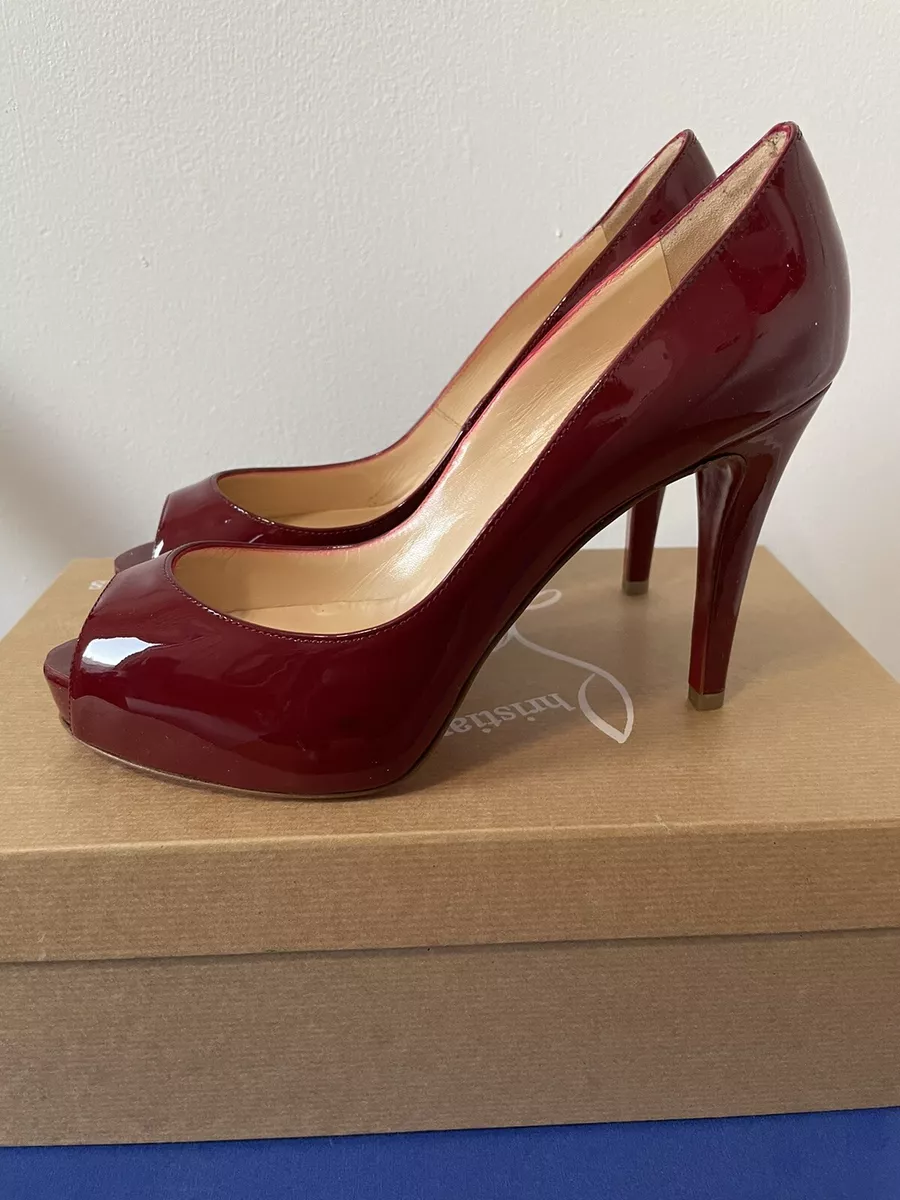 Christian Louboutin New Very Prive Patent Peep Toe Pumps