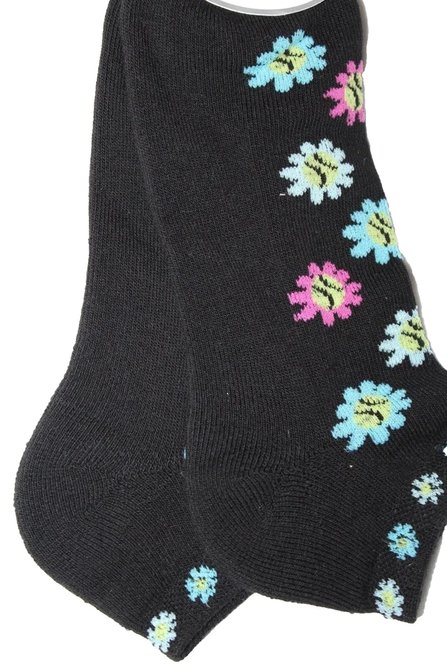 Calcetines deportivos de tenis al tobillo florales negros para mujer K. Bell talla 4-10 Foto 3 de 4