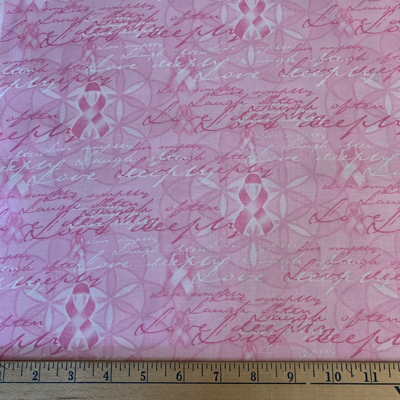 Breast Cancer Cotton Fabric Pink Ribbons BTY Awareness Survivor Love