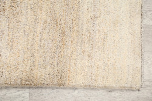 Solid Modern Ivoey Wool Gabbeh Shiiraaz Accent Rug 3x5 hand-knotted Carpet - Picture 11 of 19