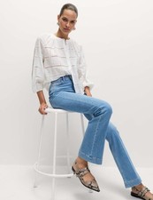 Marks & Spencer Womens Cotton Kick flare Jeans in Light Indigo - M&S