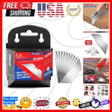 50 Count Utility Knife Blades with Dispenser - SK5 Steel for Maximum Performance