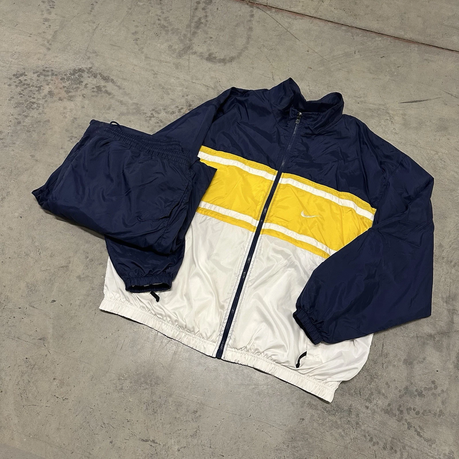 Vintage Nike Tracksuit Mens Blue Windbreaker Jogger Y2k Jacket Pants 2XL