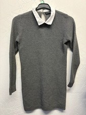 Atmosphere Grey Knitted Sweater Dress with White Collar – Size 10   517