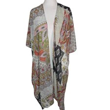 Jessica McClintock Kimono Womens One Size Paisley Patchwork Rhinestone Boho...