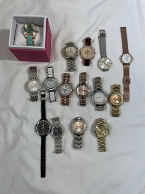 Lot 15 Women's Quartz Watches Metal Bracelets Brands Include NY&C Kensie Geneva