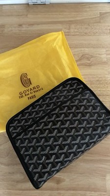 Goyard Black & White Monogram Zipper Makeup Bag Pouch Case