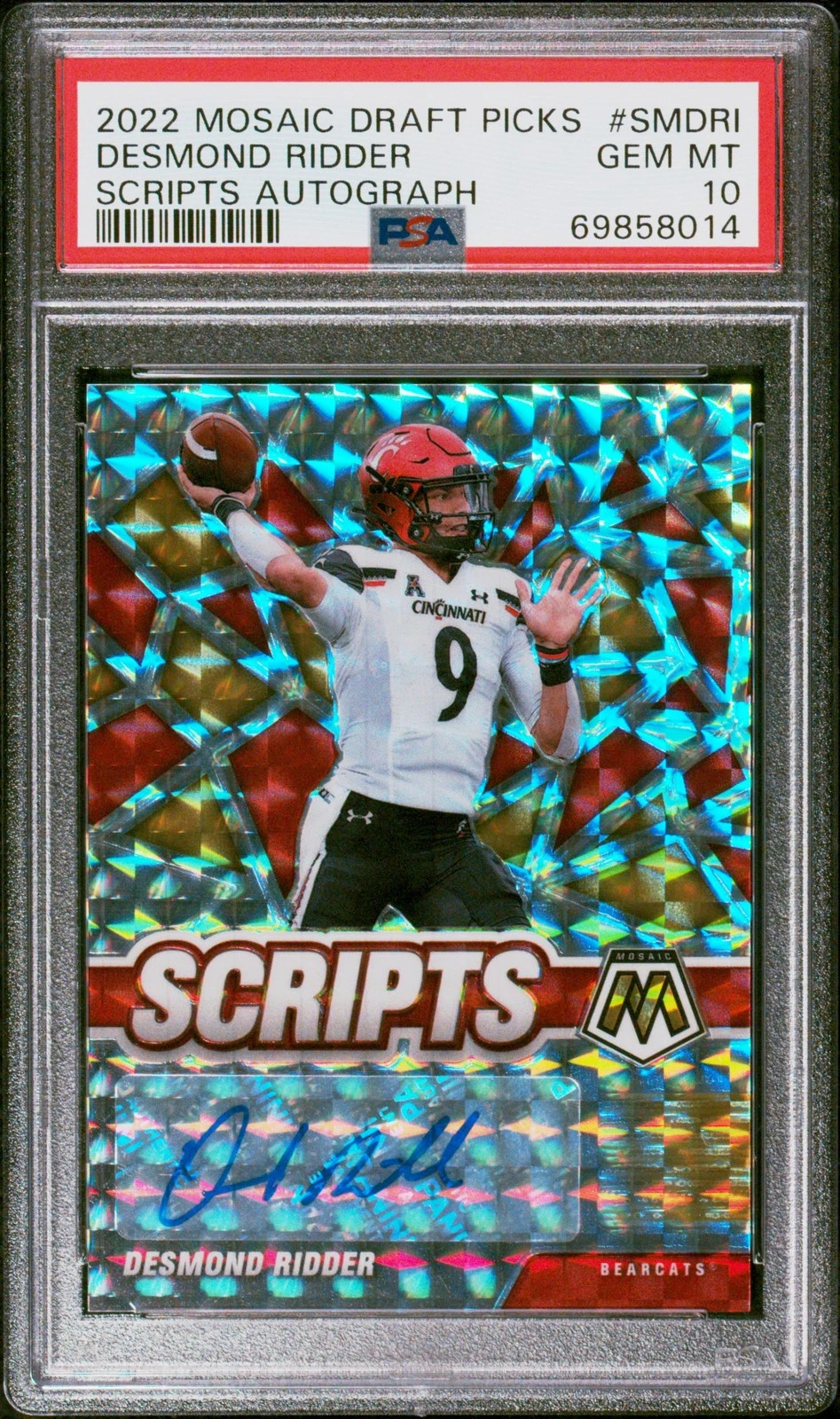 Desmond Ridder Panini Mosaic Draft Picks Scripts Autographs #SMDRI Gold