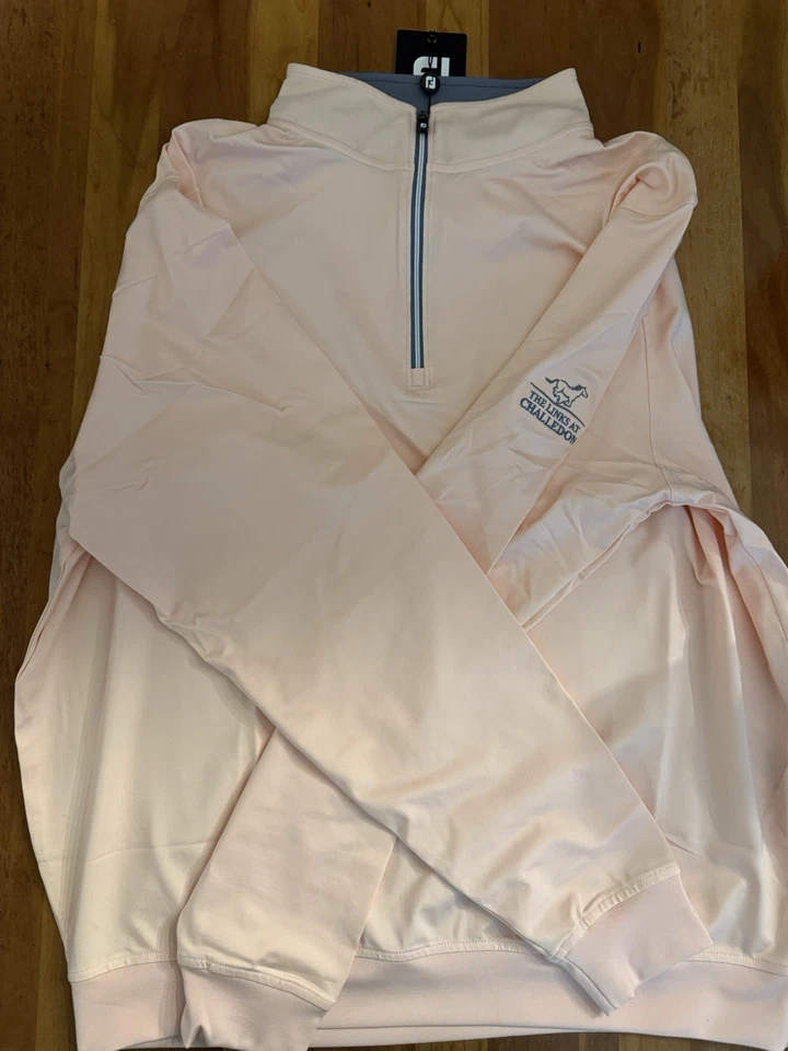 Pullover FootJoy Para Hombre 1/2 Cremallera Cintura Reunida Cuarzo Rosa con Logo Nuevo con Etiquetas XL CG-232 Foto 3 de 3