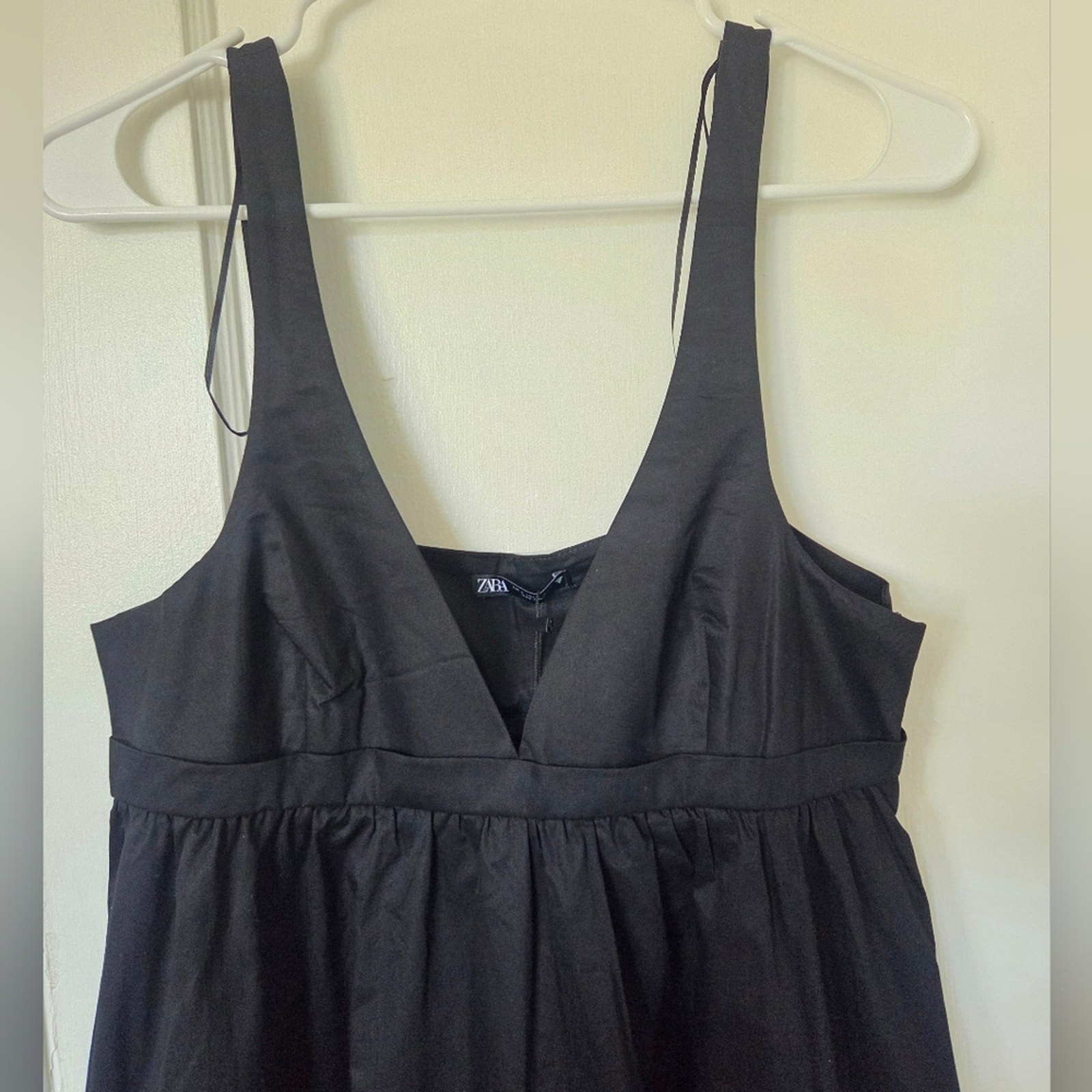 Zara Black Sleeveless V Neckline Dress Large NWT thumbnail 6
