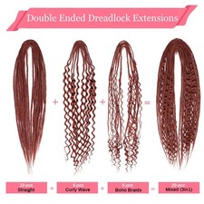 KRALER 24" Copper Red Dreadlock Extensions 20 Strands DE Synthetic Mixed Dreads
