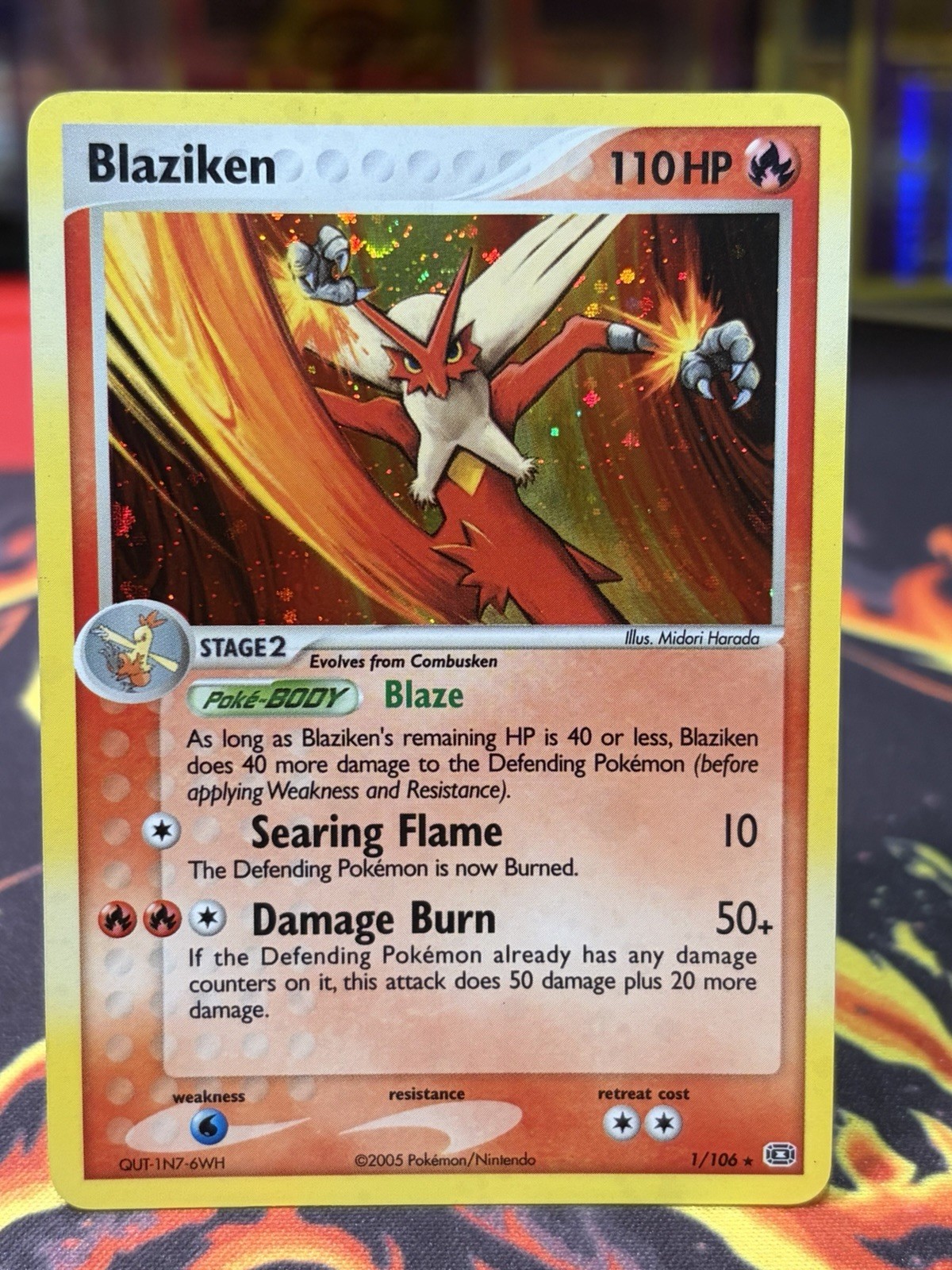 Blaziken 1/106 Holo Rare Pokémon EX Emerald NM