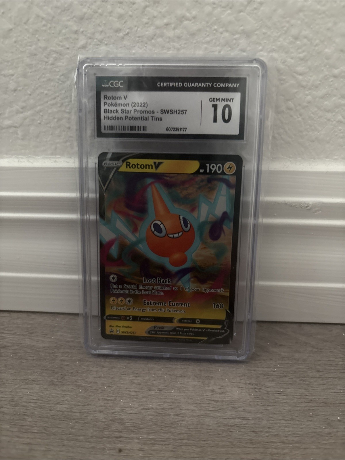 CGC Graded 10 Gem Mint Rotom V SWSH257 Promo Hidden Potential Tins Pokemon Card