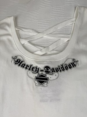  Cowboy Harley-Davidson Austin  Womens 2X Rib Tee W/Lattice Back Embroidered New