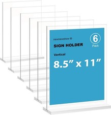 Versatile Transparent Acrylic Sign Holders  Pack of 6 - 8.5x11 T-Shape Displays