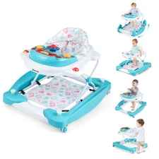 6 in 1 Baby Walker Adjustable Toddler Walker & Activity Center with Music Tray