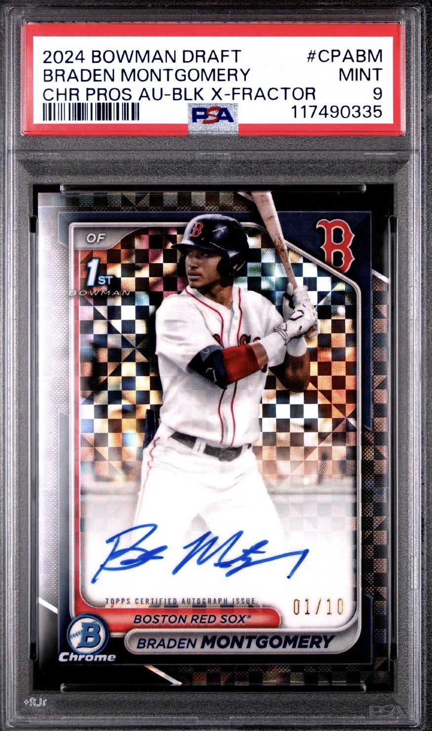 2024 BOWMAN DRAFT CHROME BRADEN MONTGOMERY AUTO BLACK X-FRACTOR PSA Mint #CPABM