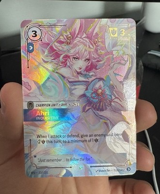 Overnumbered Ahri Inquisitive - Riftbound Spiritforged 227/221 Showcase Card
