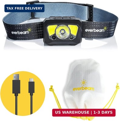 Everbeam H7 Headlamp - Water Resistant LED Rechargeable Battery w/ 28 hr Run Tim