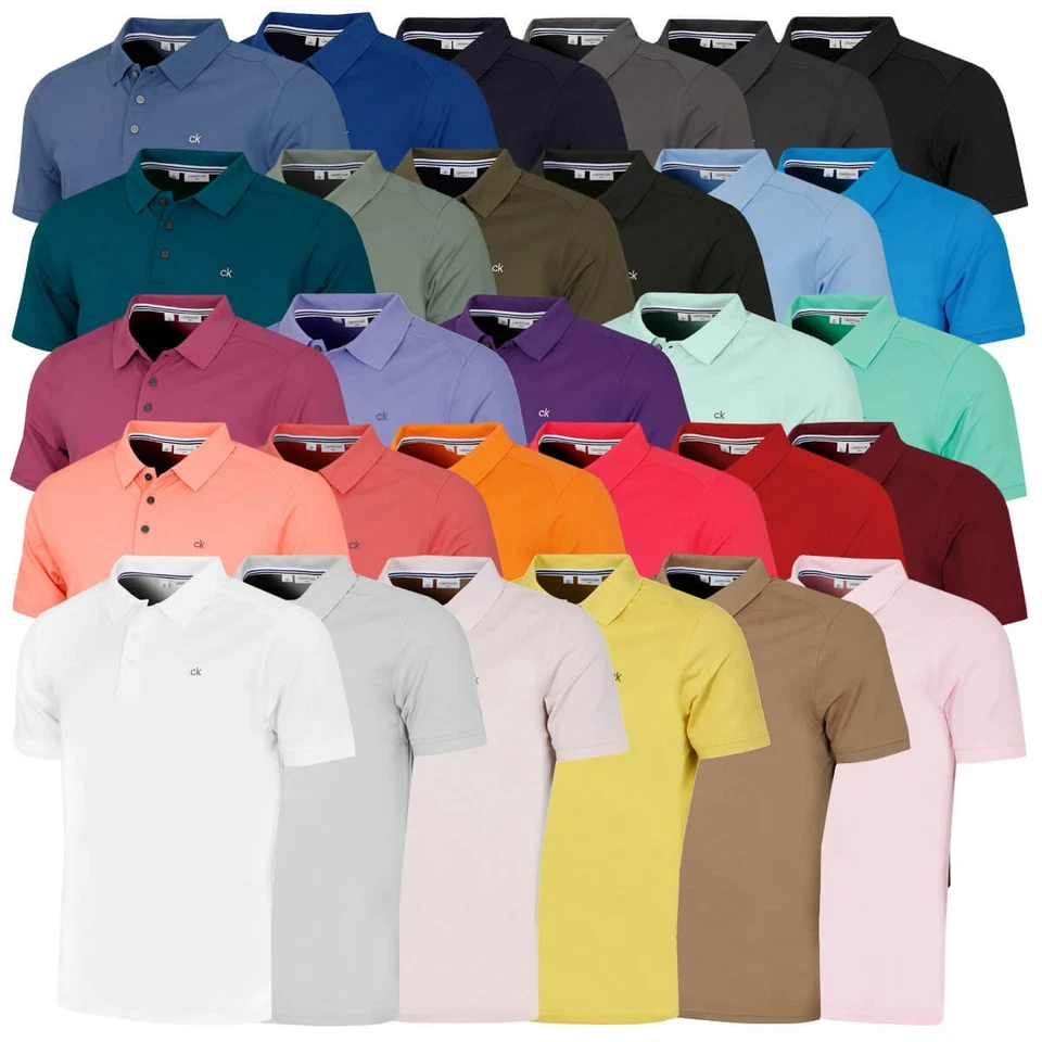 Calvin Klein Mens 2026 Campus 3 Button Ribbed Collar Golf Polo Shirt 40% OFF RRP