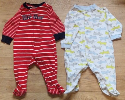 2x Carter's Baby Schlafanzüge Little Brother + Dackel-Motiv Gr. 62 Einteiler