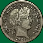 1902 Barber Dime Choice Very Fine VF+/XF Coin #36807