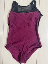 Yumiko Women s Leotard Size S Burgundy With Black Mesh Sheer Cute