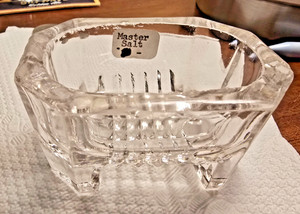 ANTIQUE MASTER SALT, OPEN CELLAR - EAPG, 1880- 1910s, RECTANGULAR, FOOTED