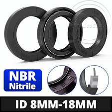 NBR Rotary Shaft Oil Seal Nitrile 8mm-18mm ID Double Lip Stainless Steel Spring