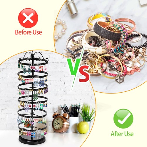 6 Tiers Rotating Earring Holder Organizer, 264 Holes Metal Pierced Earring Di... - Picture 6 of 8