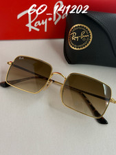 Ray-Ban RB1969 Rectangle Sunglasses Gold Metal Frame Brown Lens