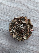 Vintage Style Bronze Metal Brooch. Design Tudor Rose