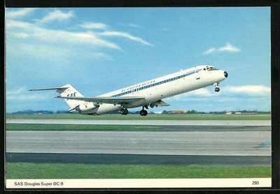 Ansichtskarte Flugzeug Douglas Super DC-9 beim Start, SAS 