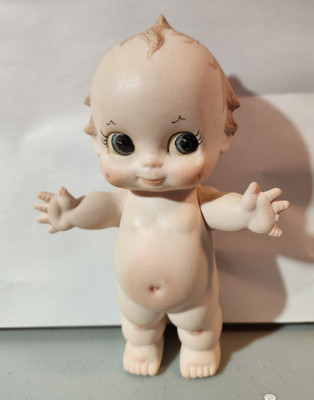 Vintage Ceramic Kewpie with KML 80 marking on foot and blue wings 7''