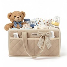 Diaper Caddy Organizer with Removable Compartments and Side Pockets