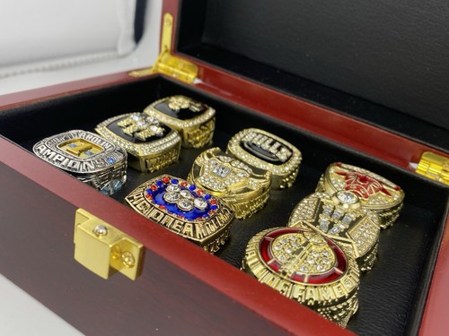 Set 9 anelli Chicago Bulls Michael Jordan Championship con custodia UNC Dream Team HOF - Foto 9 di 12
