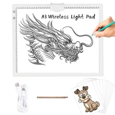 A3 Rechargeable Battery Powered Light Tracing Pad with Built-in Stand, Magnet...
