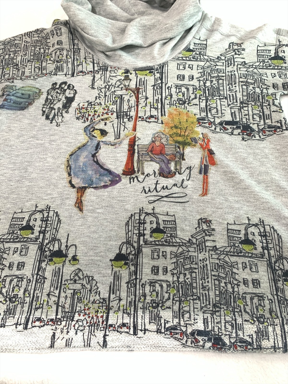 Inoah Whisker's Town 3/4 Sleeve Crew Neck  Top Size L