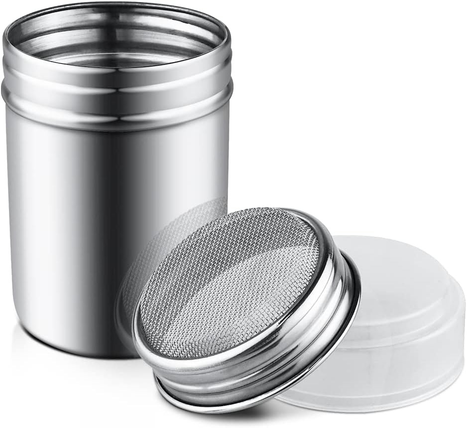 1Pcs Stainless Steel Powder Sugar Shaker Duster with Lid, Fi