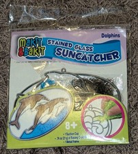 Makit Bakit Stained Glass Suncatcher Craft Kit Dolphins NEW NIP Dolphin Ocean